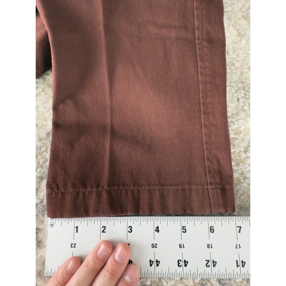 LL Bean Signature Womens Size 12 Rugged Cotton Blend Chino Pants Brown Button - Picture 7 of 13